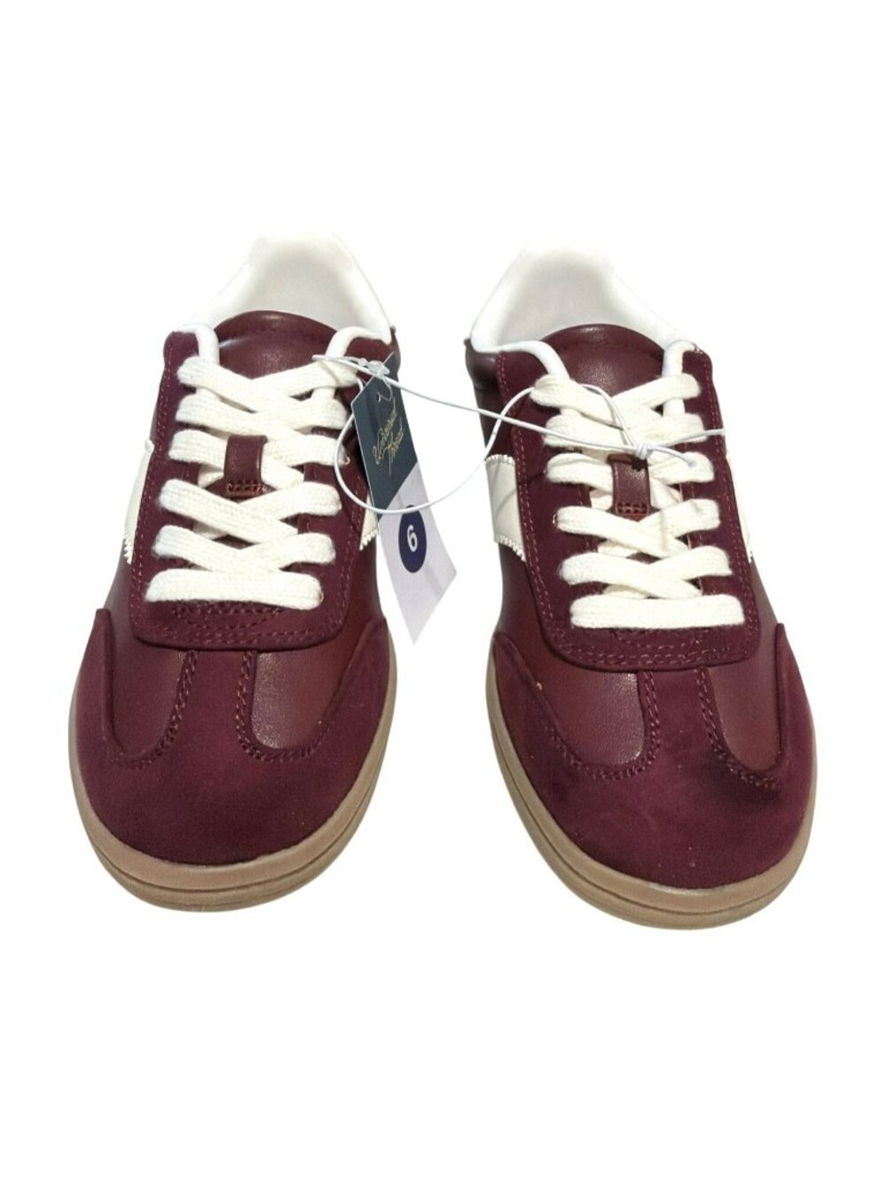 Burgundy & White Sneakers Size 6 New - Picture 2 of 4